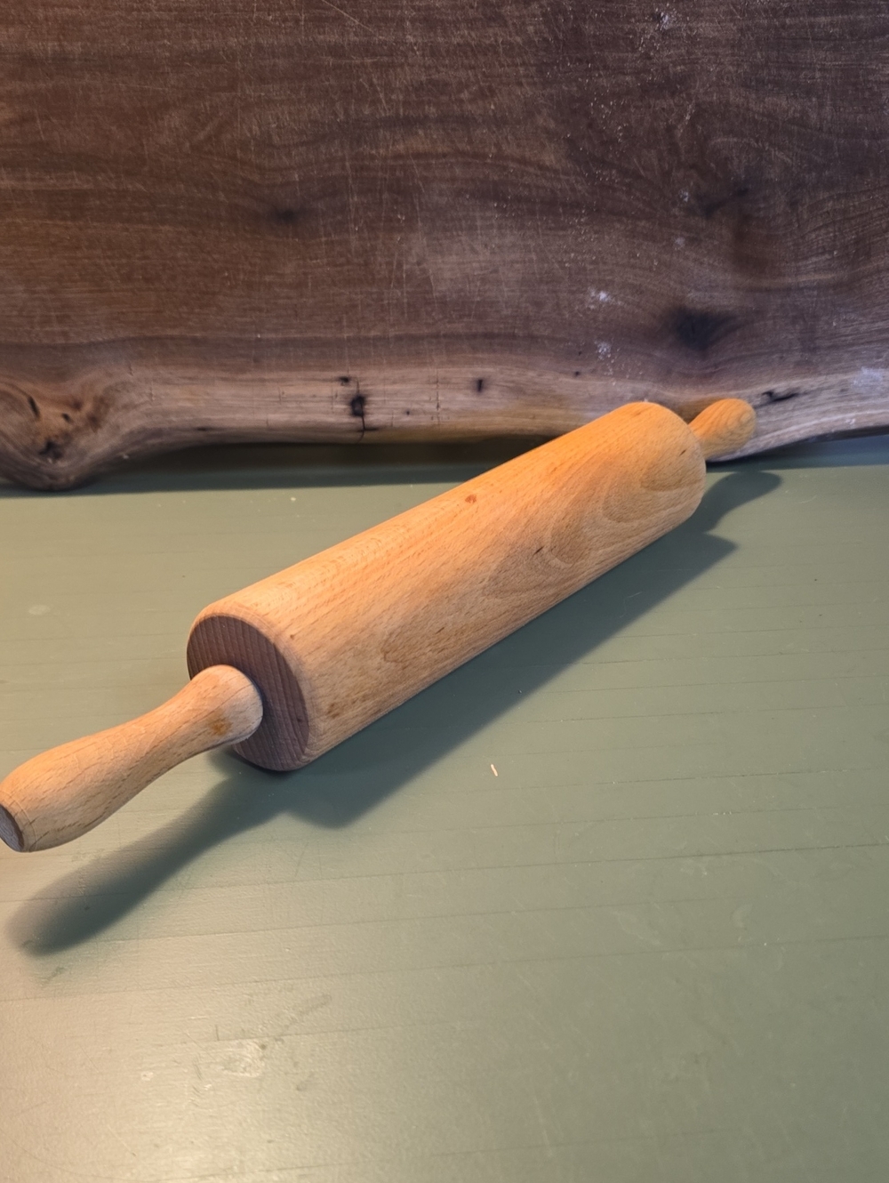 Classic Wooden Rolling Pin in Natural Wood Finish, 16 In Long